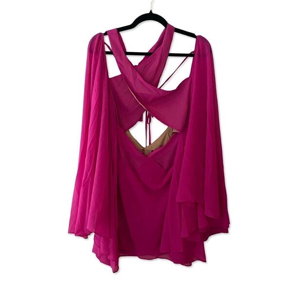 NWT Michael Costello Revolve Constance Mini Dress Fuschia pink chiffon S - Picture 8 of 14